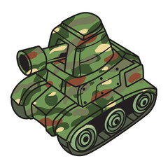 Vector Illustration of Tank in Upper View with Simple Illustration