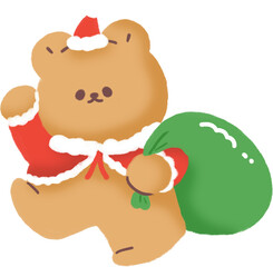 Fototapeta premium Christmas santa cute teaddy bear