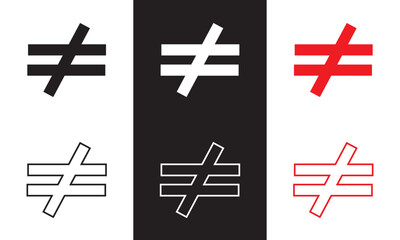 Obraz premium Inequality sign symbol icon . isolated on white and black background. Vector illustration. EPS 10 