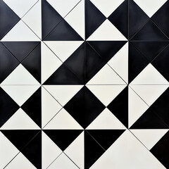 Fototapeta premium Black and white geometric tile pattern with triangular design