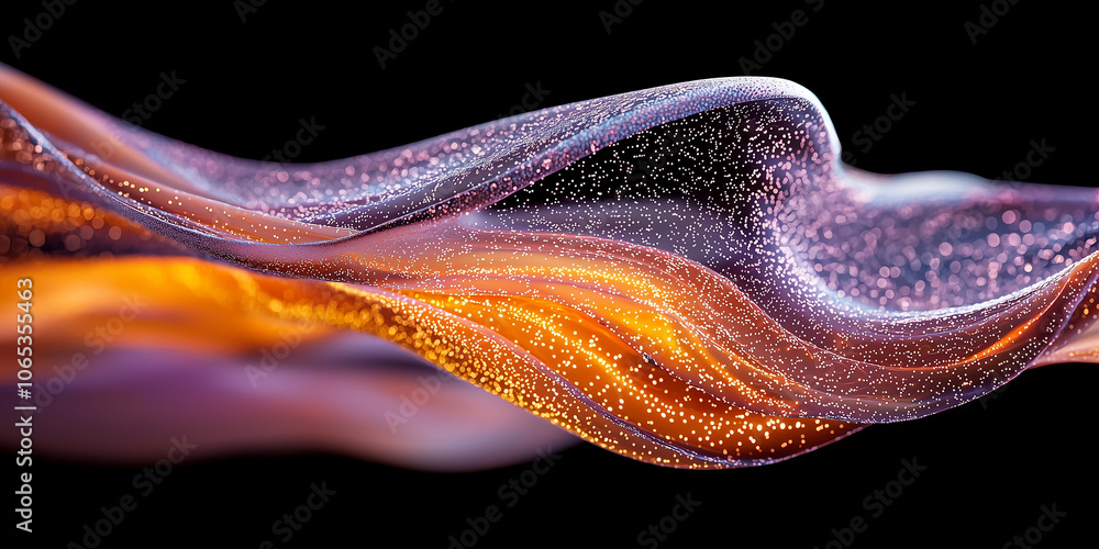 Fototapete Glowing abstract shapes float in virtual space, creating mesmerizing and dynamic visual experience with vibrant colors and intricate details