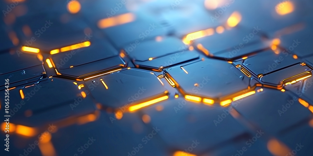 Aufkleber Futuristic glowing geometric patterns on building facade create mesmerizing visual effect