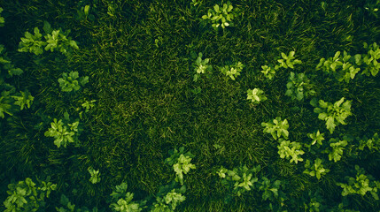 Fototapeta premium Closeup of Fresh Green Grass and Leaves in a Spring Meadow