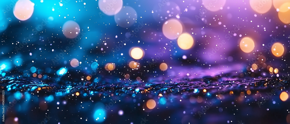 Poster colorful bokeh lights create dreamy atmosphere with glowing orbs in dark, abstract setting. vibrant 