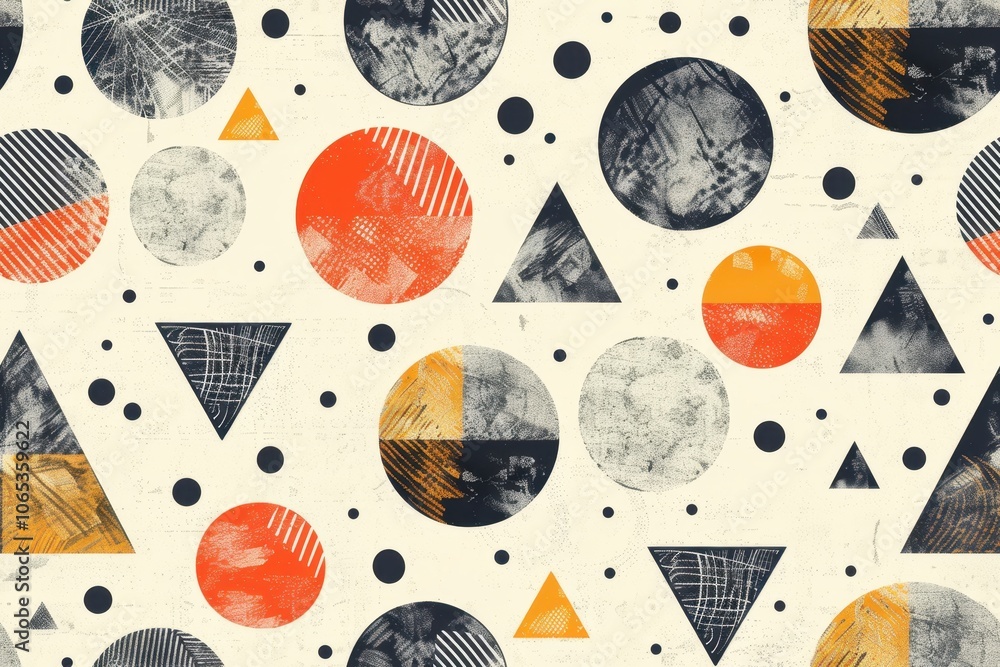 Poster abstract seamless pattern with geometric shapes