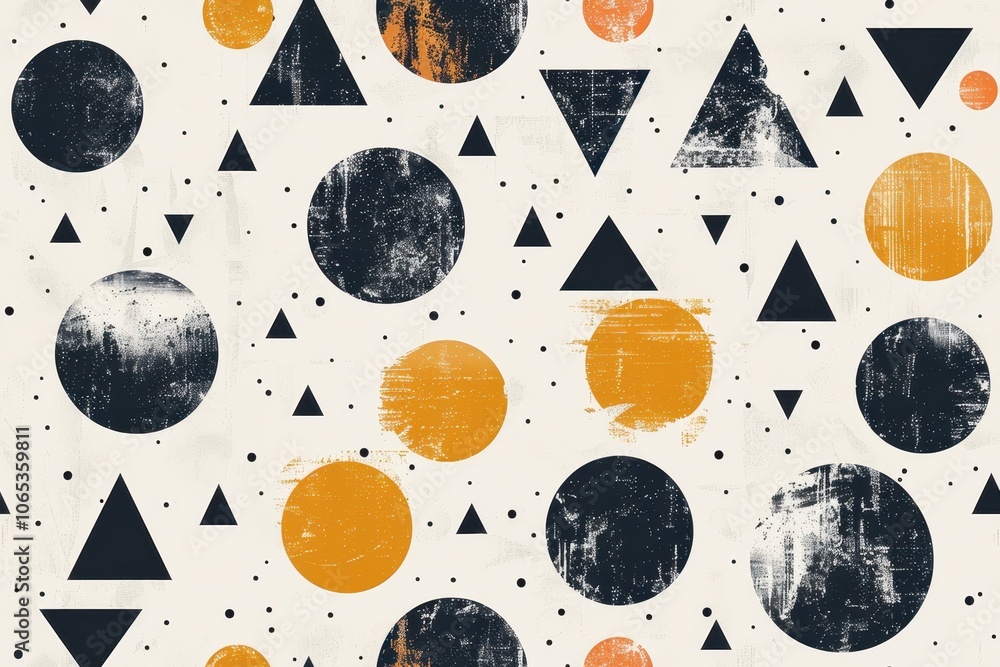 Poster seamless minimal pattern with geometric shapes