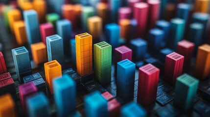 Obraz premium Abstract Cityscape of Colorful Block Towers