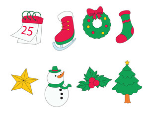 Christmas elements illustration set, suitable for stickers and emojis, and other design needs.
