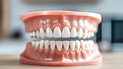 Obraz premium Denture model showing misaligned and missing teeth for dental care