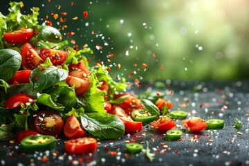 Fresh vegetables in a paper bag against a green background with space for text or inscriptions