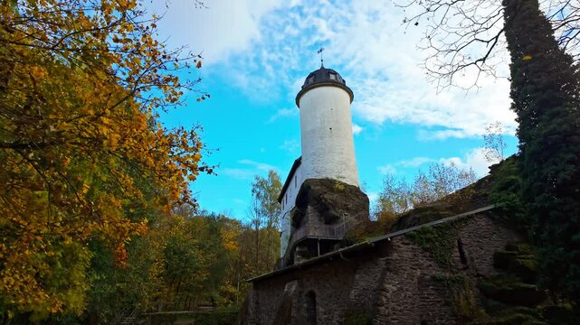 Historic German Rabenstein Castle in Saxony with Tower and Red Roof