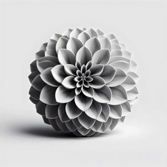 Abstract 3D dahlia flower on a white background.

