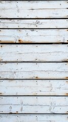 Fototapeta premium Weathered white wooden planks create rustic texture, showcasing natural imperfections and subtle color variations in a timeless, shabby chic backdrop.
