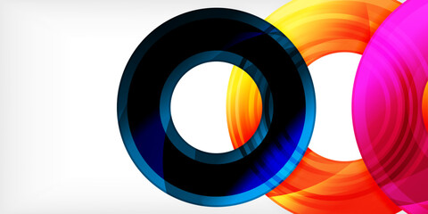 Fototapeta premium Bright colorful circles with light effects. Abstract background