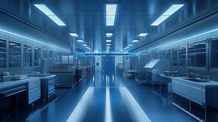 Fototapeta premium Semiconductor silicon wafer manufacturing plant 