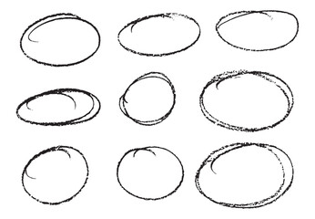 Hand-drawn doodle circle highlights, Black circle highlights, pen ovals doodle, Hand drawn vector illustration isolated on white background
