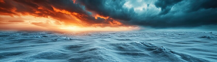 Obraz premium Dramatic Winter Blizzard Scene Fierce Winds, Icy Fields, and Stormy Skies Create a Breathtaking Landscape, Nature Photography