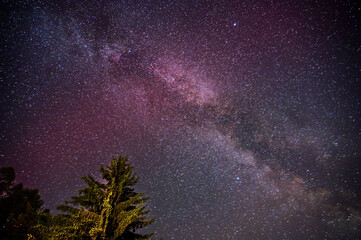 Fototapeta premium Thousand star on night summer sky, Milky way and Aurora borealis.