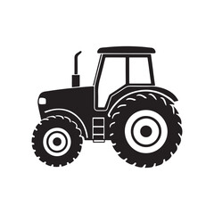 Obraz premium Farm Tractor silhouette vector, black and white silhouette, vector and&nbsp;illustration