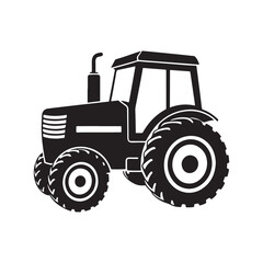 Obraz premium Farm Tractor silhouette vector, black and white silhouette, vector and&nbsp;illustration