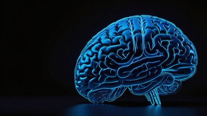 Glowing blue human brain representing intelligence and creativity