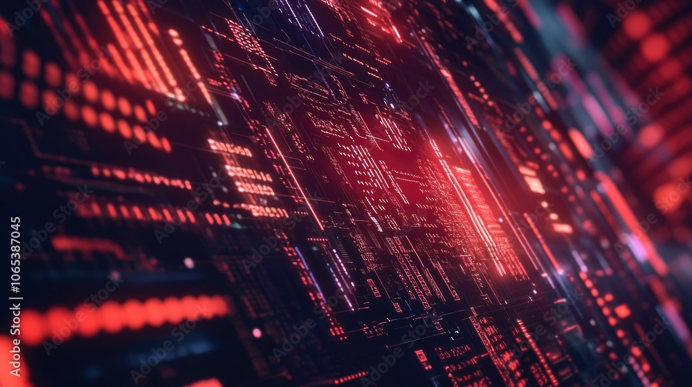 Poster Abstract digital lock with binary code and circuit lines, symbolizing data security and tech innovation