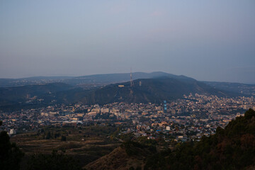 Tbilisi, Georgia - October 20 2024: Cityscape of Tbilisi under Mount Mtatsminda