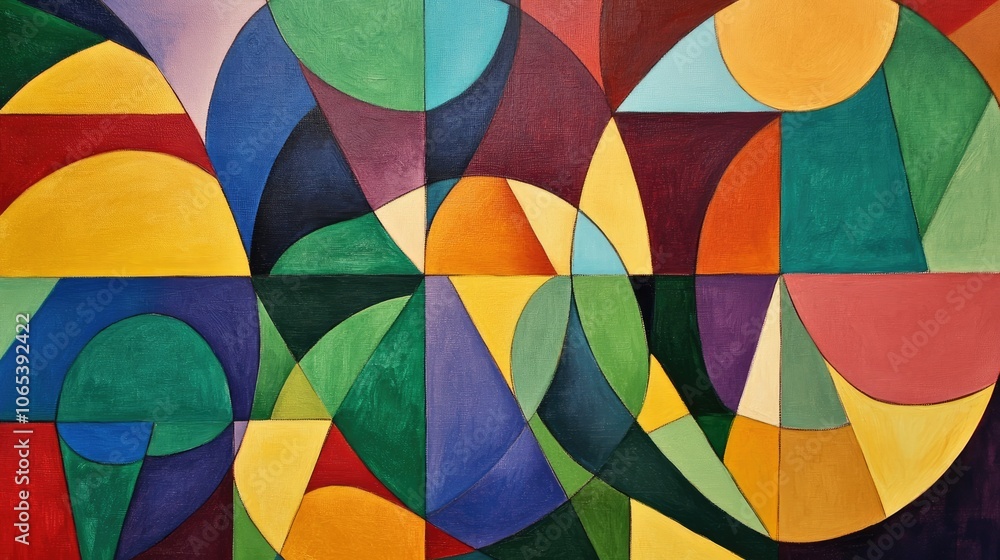 Poster colorful geometric shapes in an abstract design
