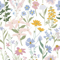 Fototapeta premium simple wildflower pattern pastel colors