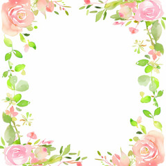 Obraz premium White background with floral watercolor frame 