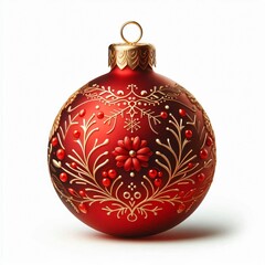 Red Christmas Ornament with Golden Floral Design