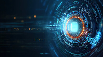 Obraz premium Digital technology design featuring futuristic lock and circuit patterns, symbolizing security and innovation. vibrant colors and intricate details evoke sense of advanced technology