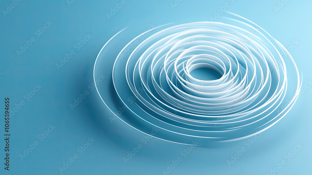 Poster dynamic technology icon with wave pattern on blue background, representing innovation and modern des