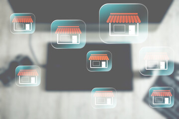 Retail outlets connected by a network