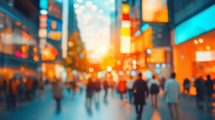 A crowd of people walking down the street, blurred background, closeup shot, crowd, urban setting Generative AI.