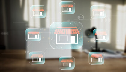 Retail outlets connected by a network