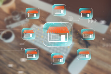 Retail outlets connected by a network