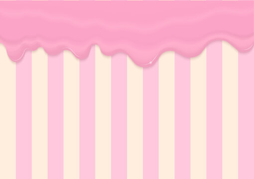 Pink icing melting on striped background