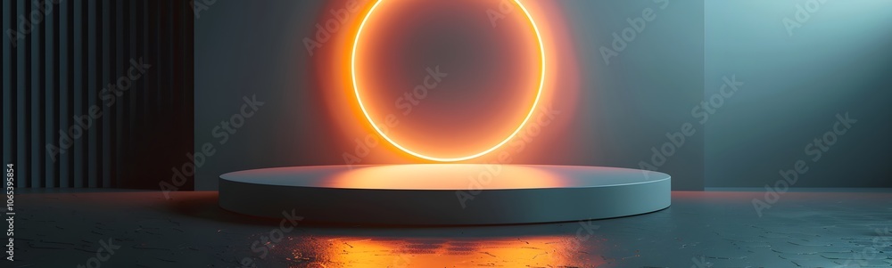 Poster podium background 3d light tech stage future platform game abstract. podium 3d background technology