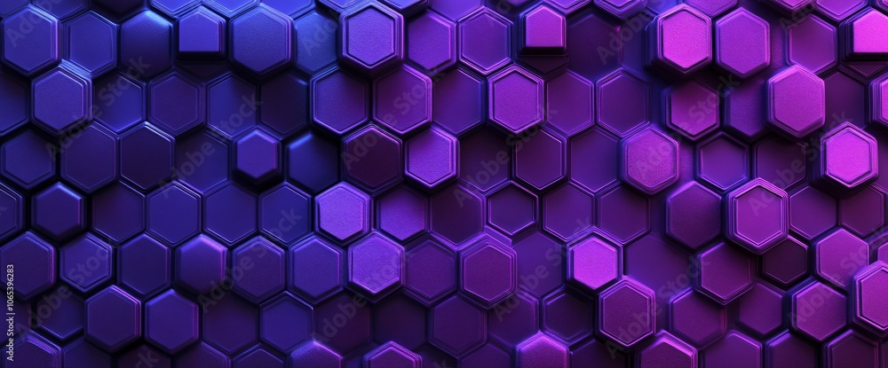 Poster abstract purple hexagon pattern d render