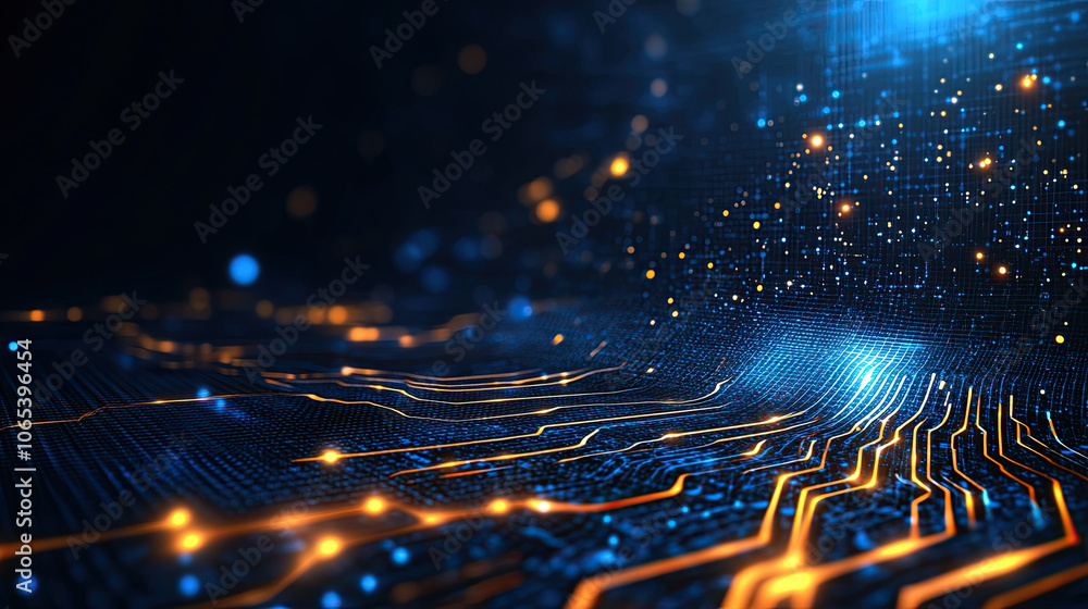 Aufkleber digital technology background with glowing lines and particles