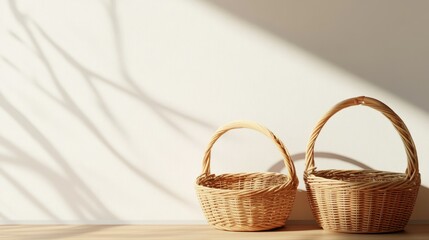 Obraz premium Collection of basket with shadow with space for text 