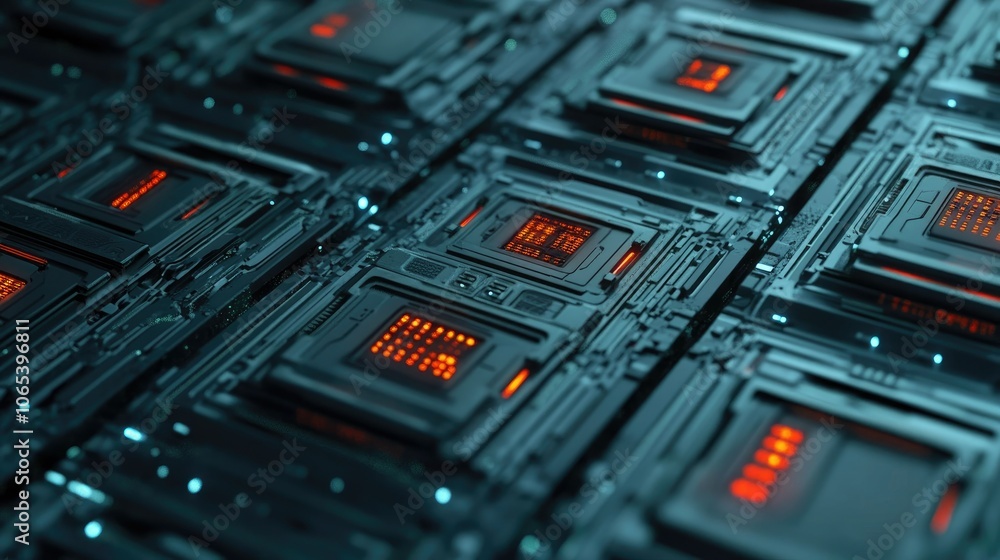 Aufkleber Grid of digital locks with binary code, technology security concept with modern tech design