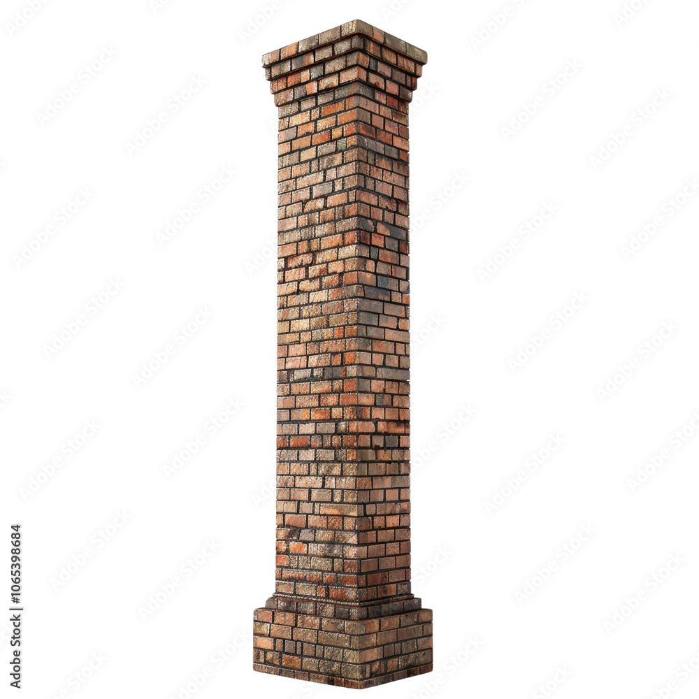 Poster tall brick column showcasing rustic design with sturdy base and detailed texture. this architectural