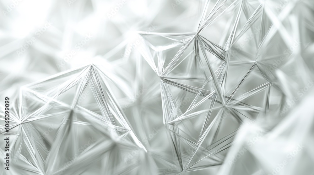 Poster mathematical precision: white background with thin, gray lines forming interlocking geometric shapes