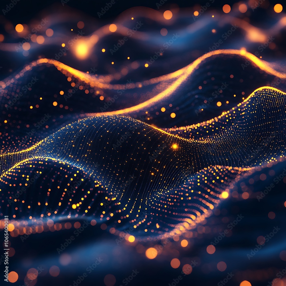 Poster particle lines and shapes creating a modern futuristic network aesthetic