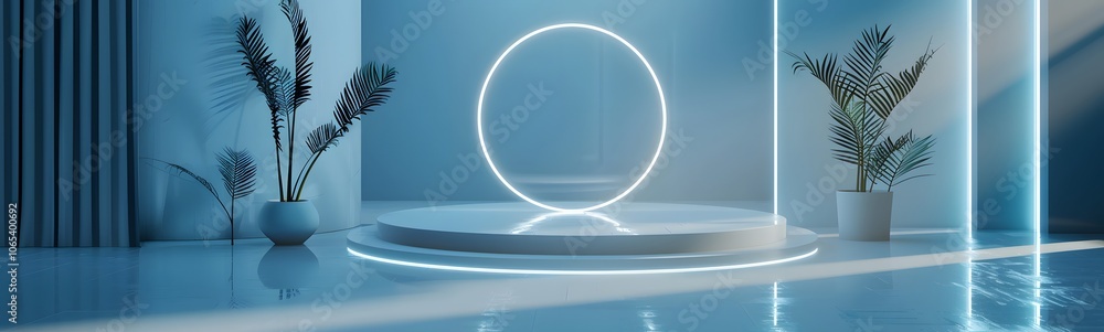 Poster podium background 3d light tech stage future platform game abstract. podium 3d background technology