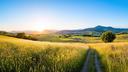 A small town nestled amidst rolling hills, the highway passing by its outskirts, offering a glimpse into a slower pace of life.