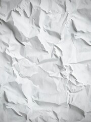 Fototapeta premium A close-up shot of crumpled white paper with visible wrinkles and folds, creating a textured background, design