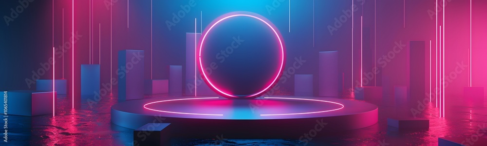 Poster podium background 3d light tech stage future platform game abstract. podium 3d background technology